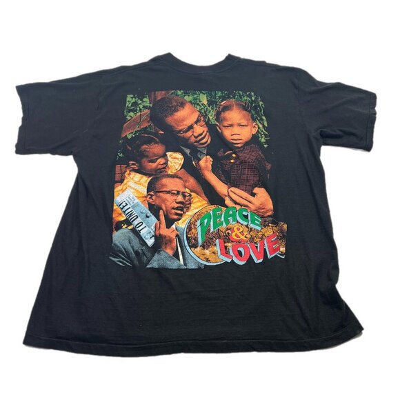 Vintage 90's 1995 Malcom X Bootleg Rap Tee Peace & Love Size XXL Civil Rights - Picture 3 of 9